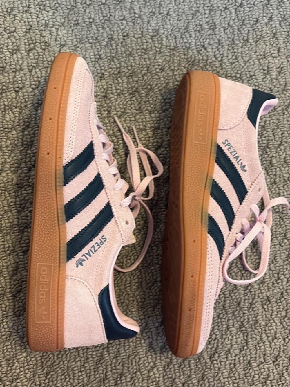 adidas Pink Suede Handball Sneakers with navy Stripes - Picture 2 of 6